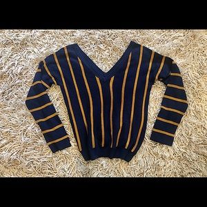 Long sleeve shirt with v-neck in back and front. Lays nice on the bod.